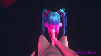 Vocaloid Hentai 3D - POV Miku Blowjob in a Striptease Club